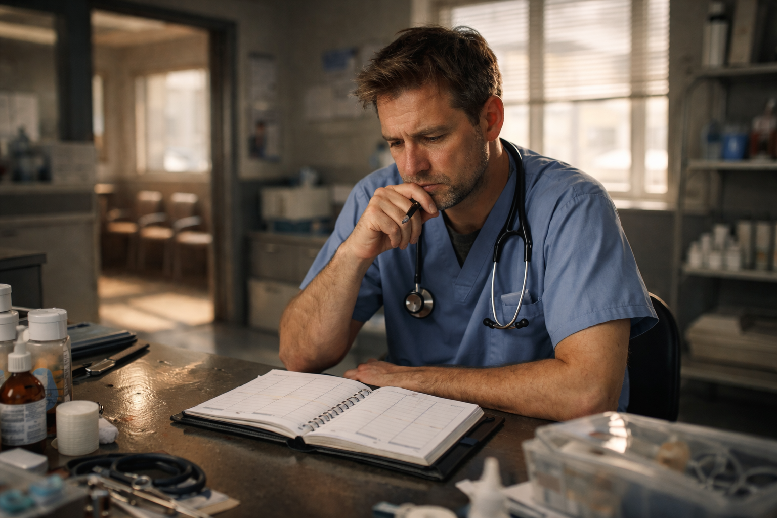 Veterinário preocupado com agenda vazia